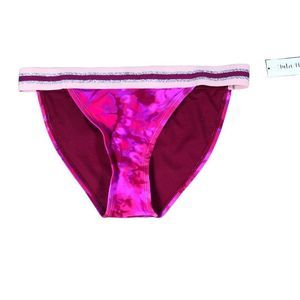 Hula Honey Pink Tie Dye Wide Band Sparkle Bikini Bottoms Size Medium NWT
